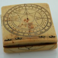 Early flemish diptych ivory sundial, dated 1553