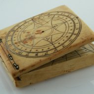 Early flemish diptych ivory sundial, dated 1553