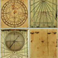 Early flemish diptych ivory sundial, dated 1553