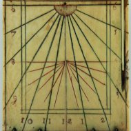 Early flemish diptych ivory sundial, dated 1553