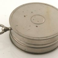 French nickle pocket sundial with thermometer.