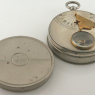 French nickle pocket sundial with thermometer.