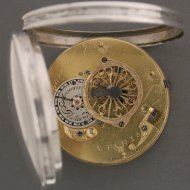 Silver verge watch with goldpainting. ca 1800