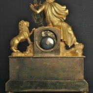 Firegilded french Orpheus and Euridice table clock. ca 1830