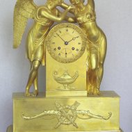 Mercury gilded mantel clock with Amor and Psyche. ca 1825