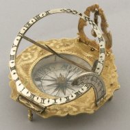 Fine Andreas Vogler Augsburg sundial in original paper (leather?) box.