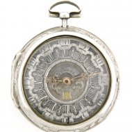 Silver triple-cased date verge pocket watch, 'J.P. Kroese, Amsterdam'