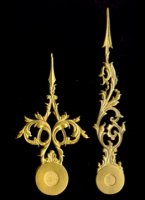 length of hands (hart to top): minute/hour: 71/56 mm, thickness: 1,2 mm, gilded. Set Nr 2. Price per set.