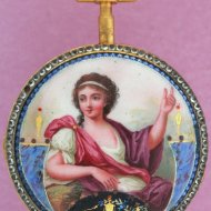 Gilded 'leton' enameled verge pocketwatch. ca 1800