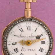 3 Color Gold Quarter bell-striking verge watch. ca 1780 by  'Isaac Soret & Fils'