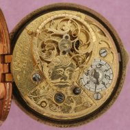 Small swiss gilded verge watch with enamel portret of a lady.