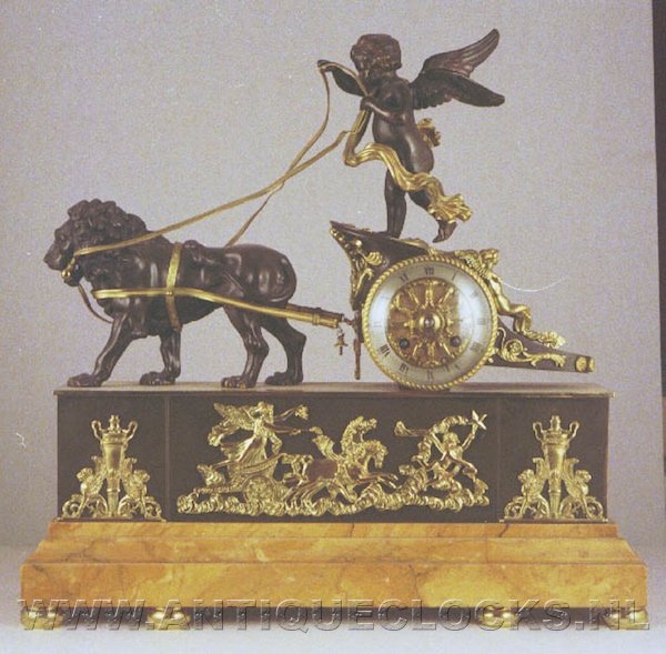 chariot mantelclock with lion. second period
